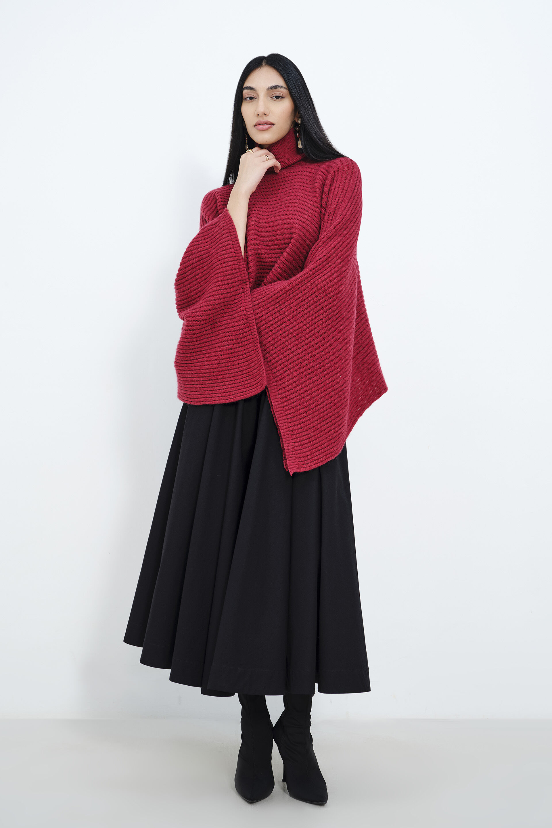 Deep Carmine Red Sweater, Wine, image 3